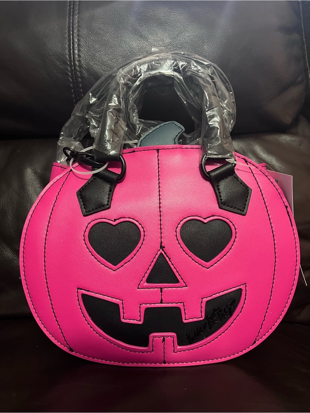 Betsey Johnson Hot Pink Jack-o'-Lantern Heart Eyes Crossbody